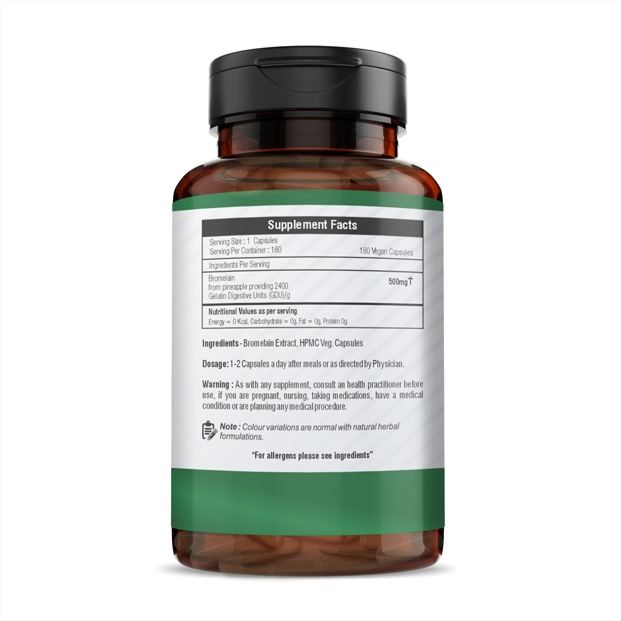 H&C Herbal Bromelain Veg Capsules | Grocsy
