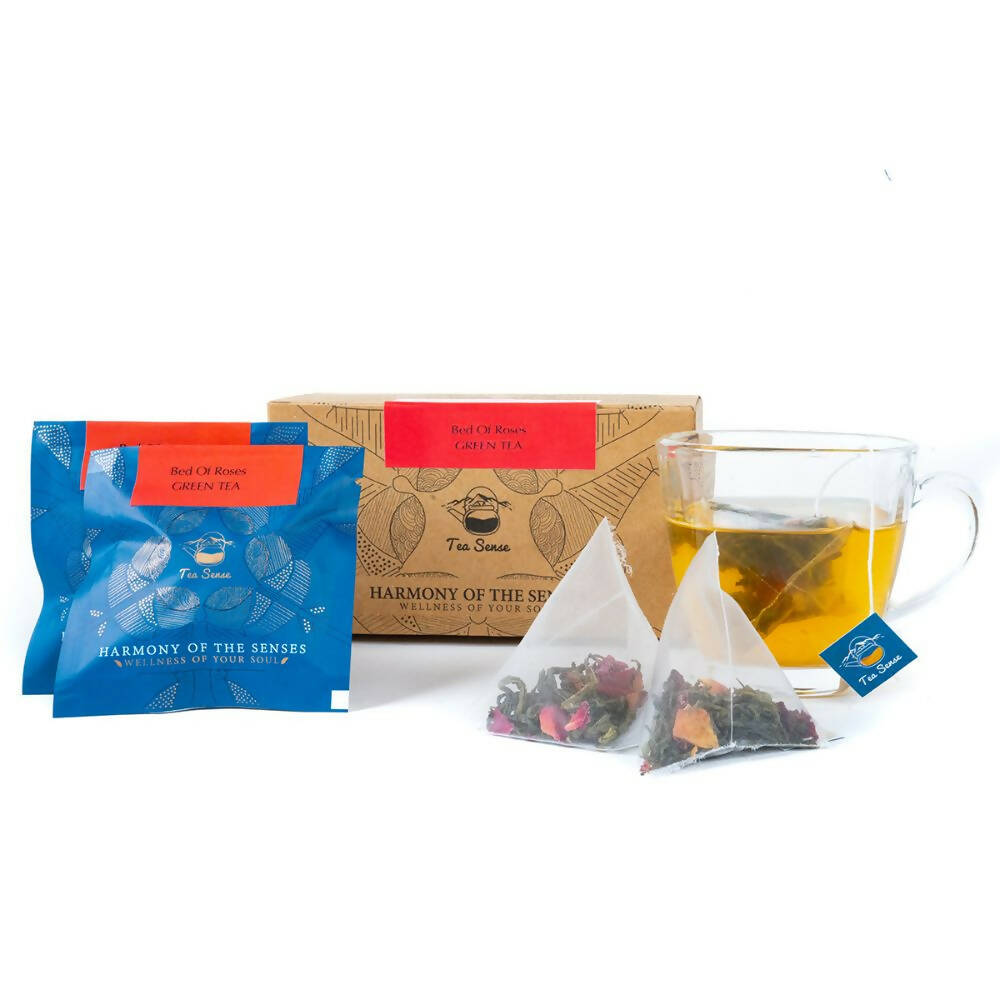 Tea Sense Bed Of Roses Green Tea Bags Box | Grocsy
