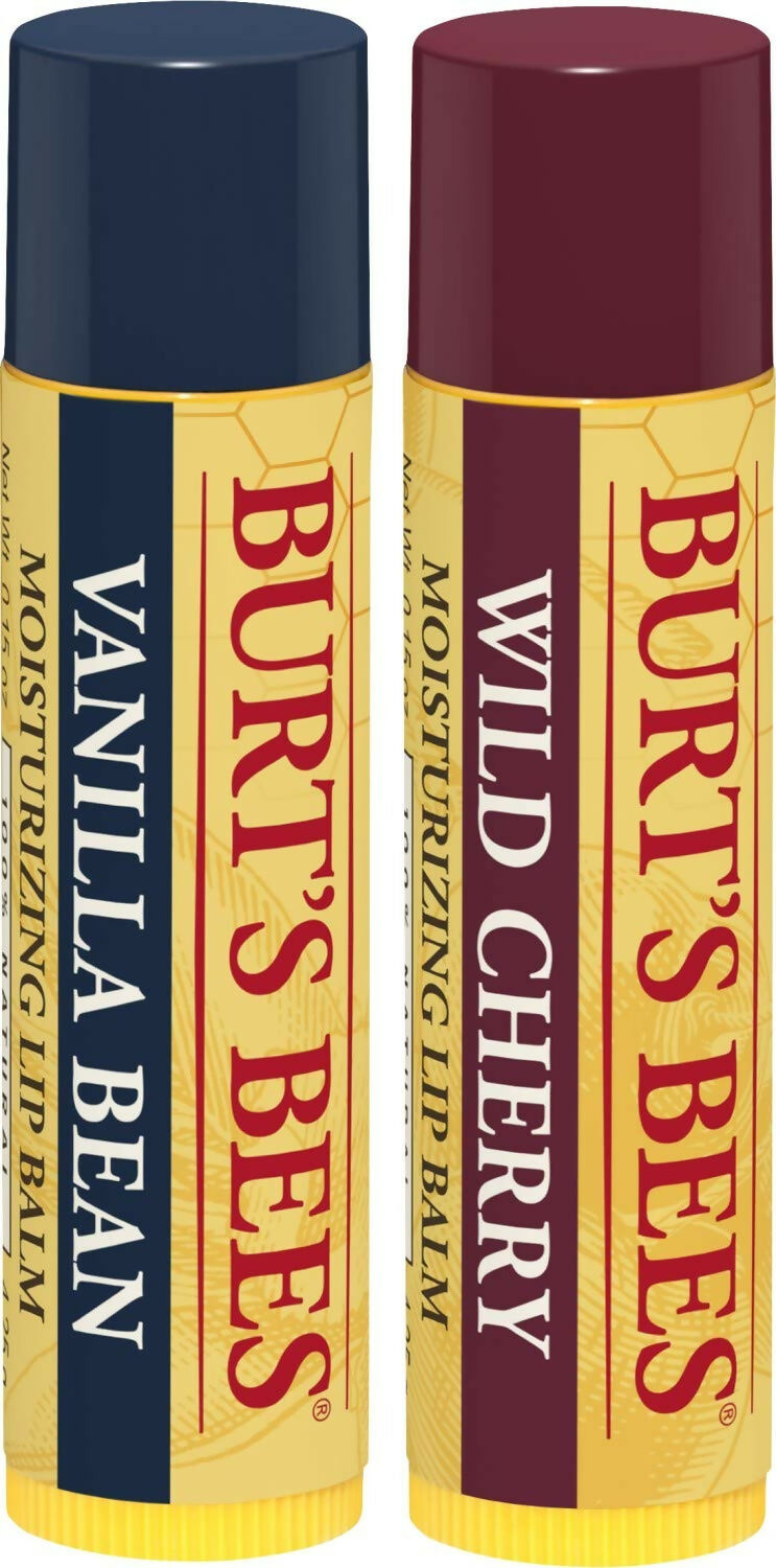 Burt's Bees Natural Moisturizing Lip Balms (Wild Cherry & Vanilla Bean) | Grocsy