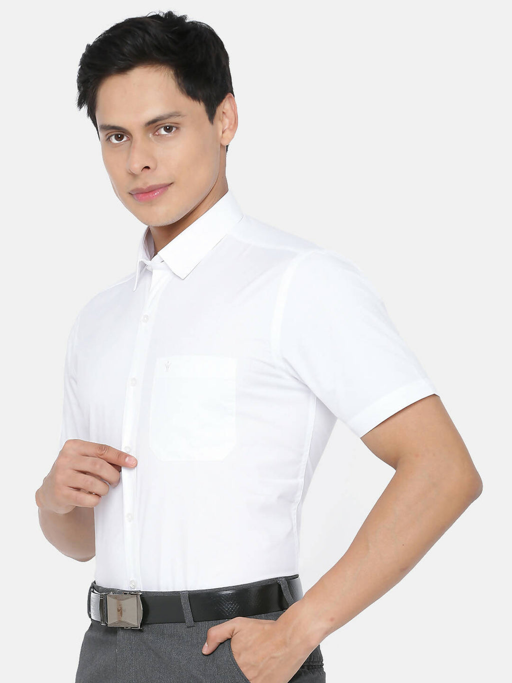 Ramraj Cotton Mens Half Sleeve Formal 100 % Cotton White Shirt | Grocsy