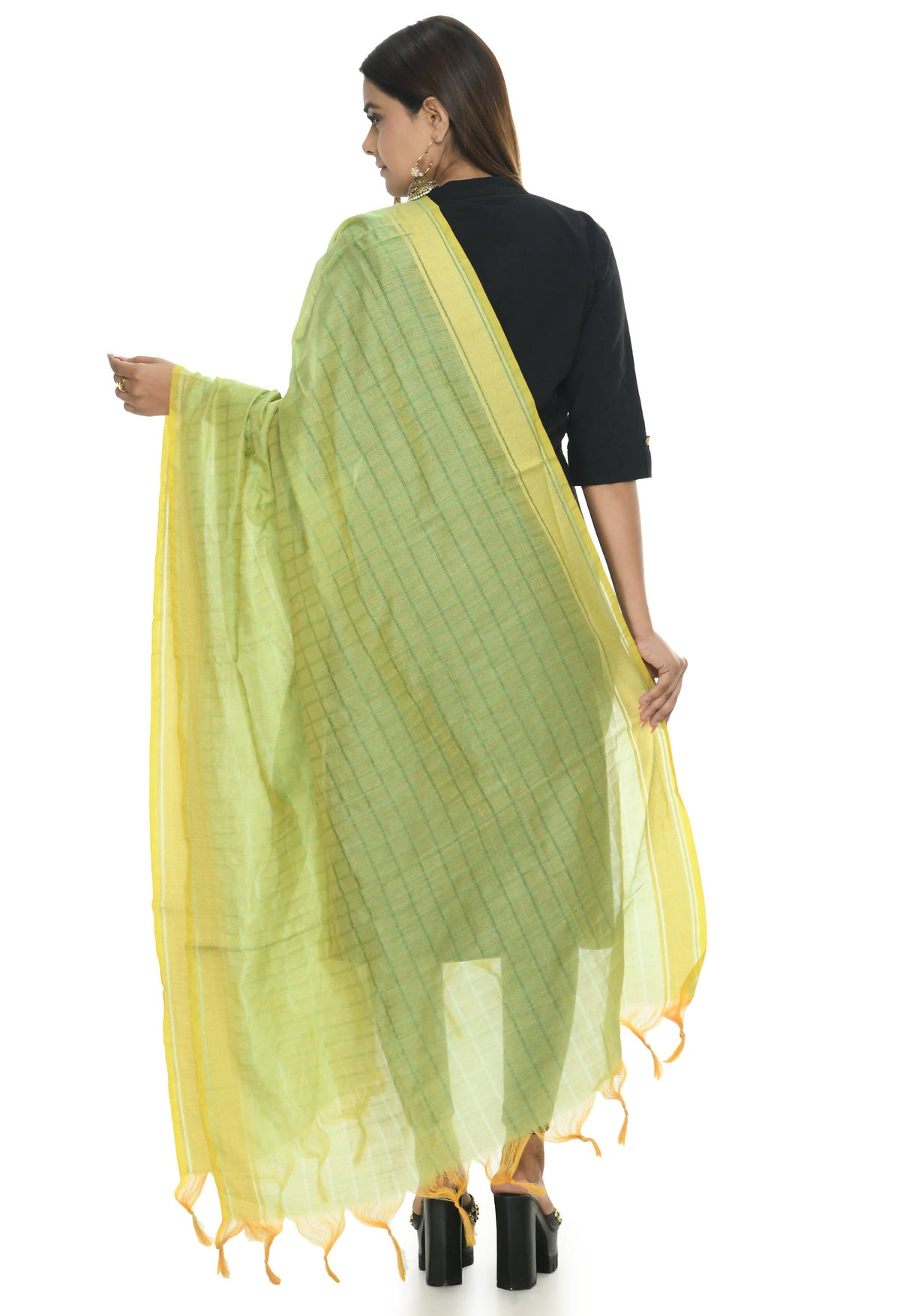 Mominos Fashion Moeza Handloom Cotton Pista Green Dupatta | Grocsy