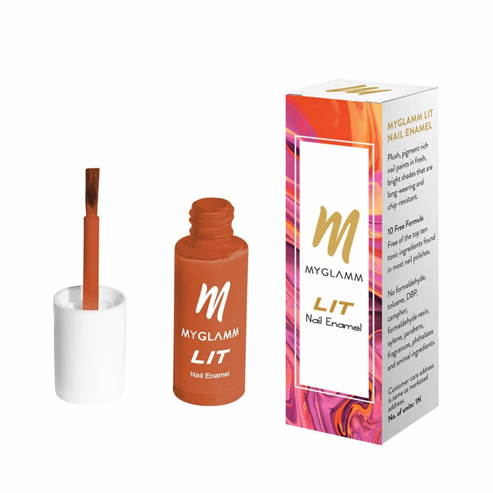 MYGLAMM LIT Nail Enamel - Thirsty - Scarlet Shade (7 Ml) | Grocsy