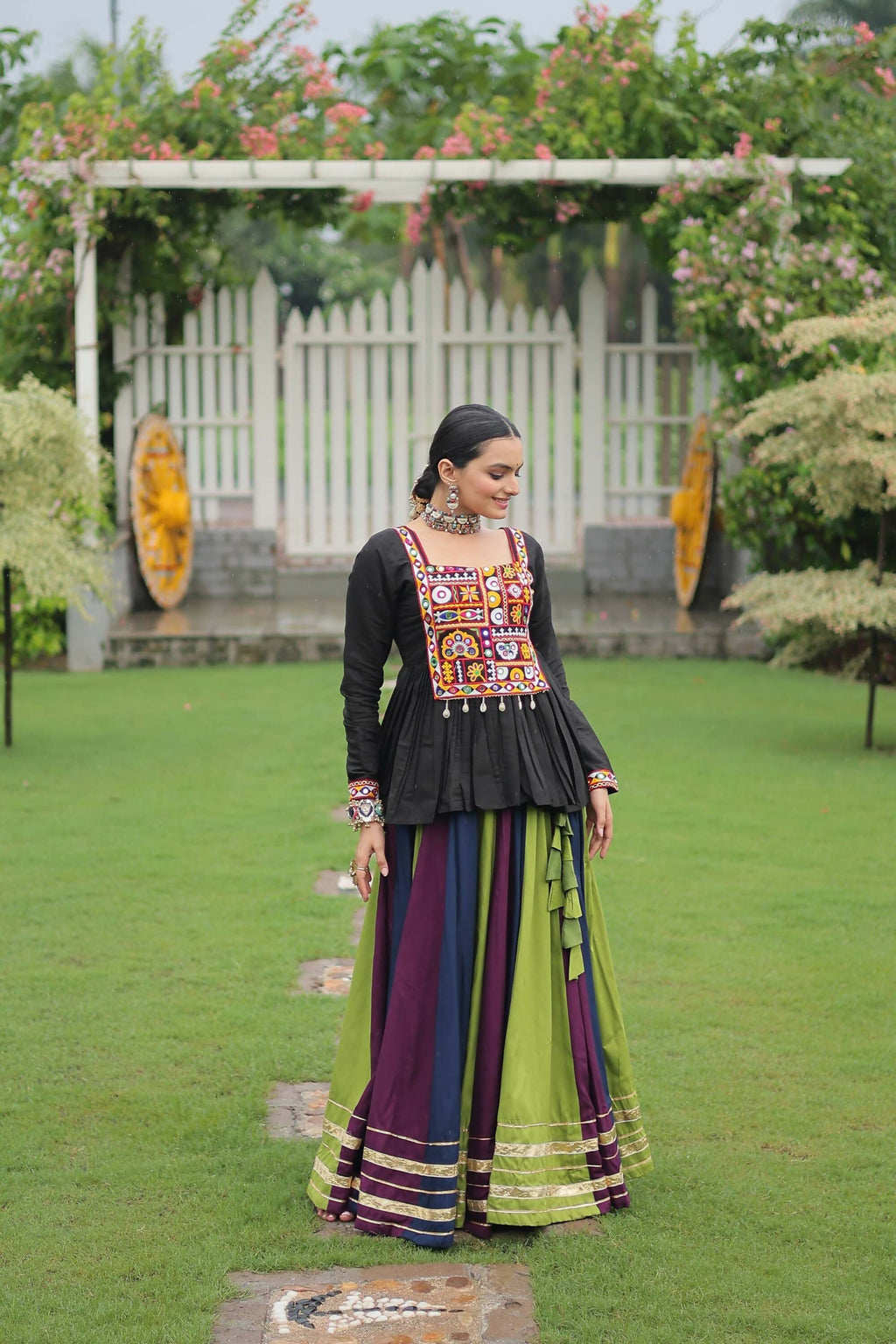 Lorenvalley Fashion Multicolor Rayon with Attractive Gota-Patti Lace Lehenga Choli | Grocsy