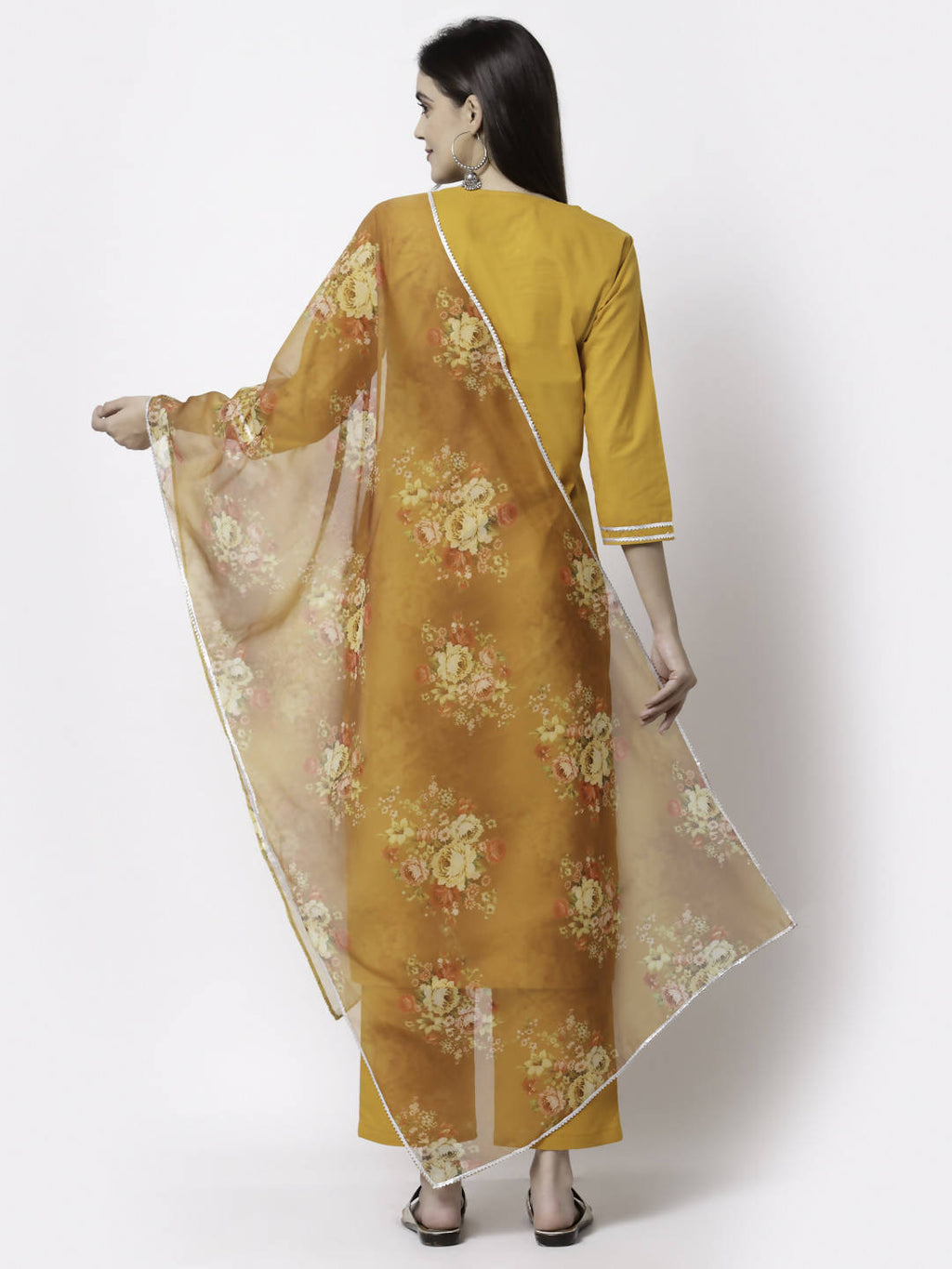 Myshka Trendy Women's Cotton Round Neck Casual Kurta Pant Dupatta Set | Grocsy