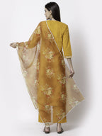 Myshka Trendy Women's Cotton Round Neck Casual Kurta Pant Dupatta Set | Grocsy