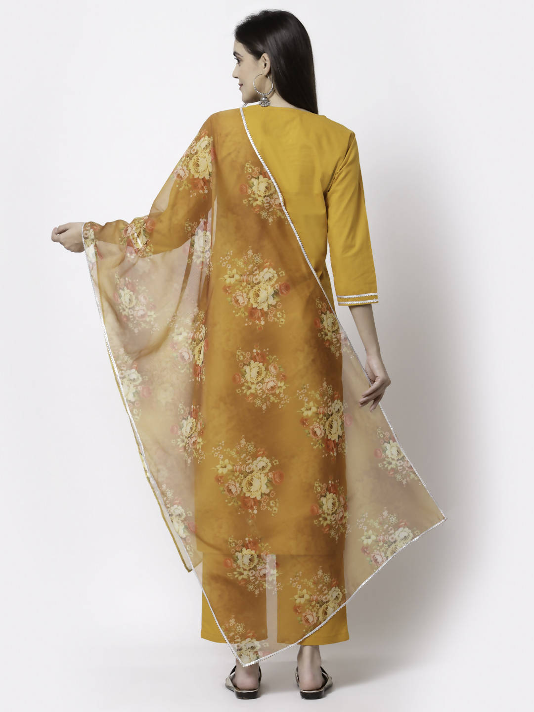 Myshka Trendy Women's Cotton Round Neck Casual Kurta Pant Dupatta Set | Grocsy