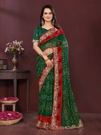 Ai Fashion Green Georgette Digital Print Party Wear Saree | Grocsy