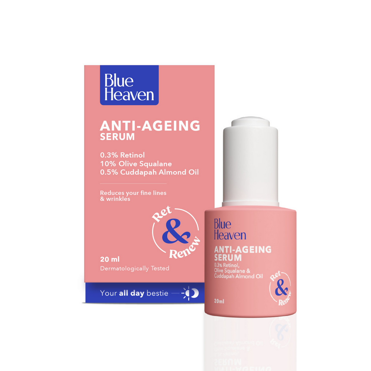 Blue Heaven 0.3% Retinol Serum With 10% Olive Squalane & 0.5% Cuddapah Almond Oil Face Serum | Grocsy