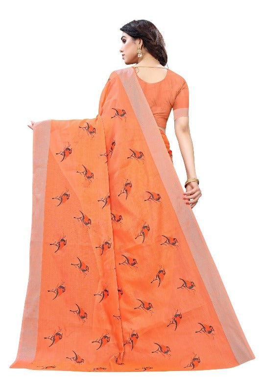Vamika Orange Chanderi Designer Saree (SERIN ORANGE) | Grocsy