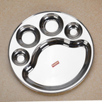 Sumeet Stainless Steel Round 5 in 1 Compartment Lunch/Dinner Plate - Big | Grocsy