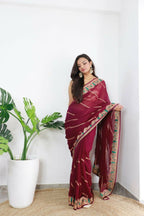 Vamsee Aaradhna Maroon Georgette Saree | Grocsy