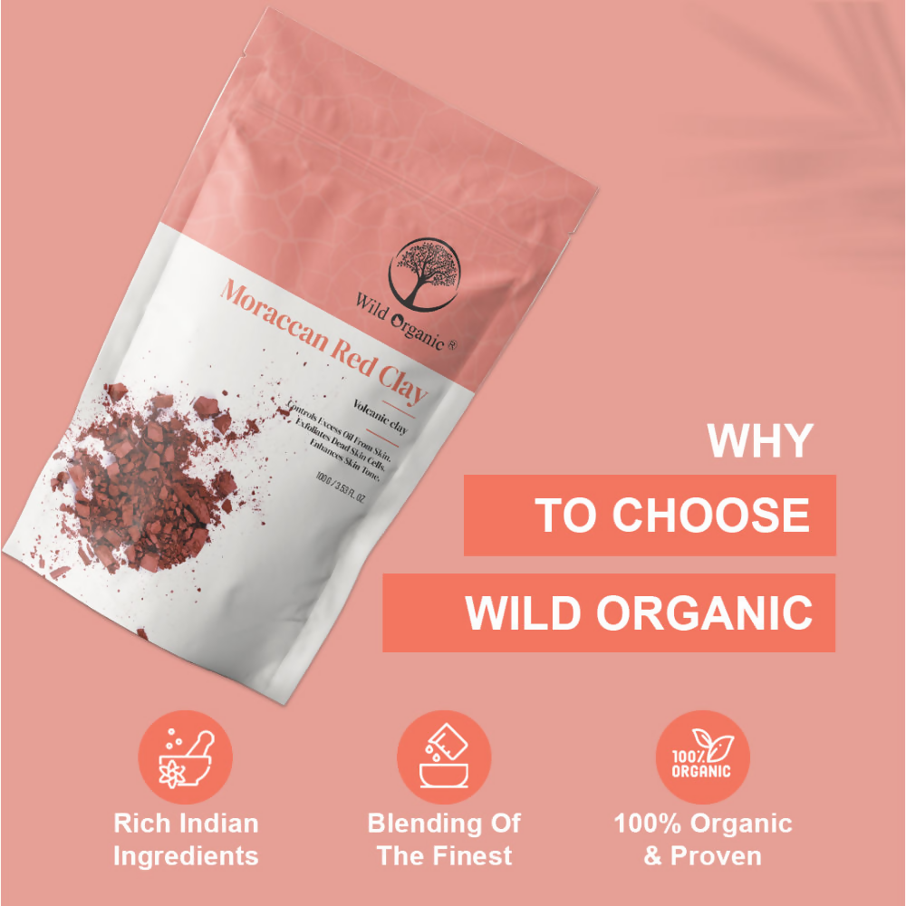 Wild Organic Moroccan Red Clay Powder | Grocsy