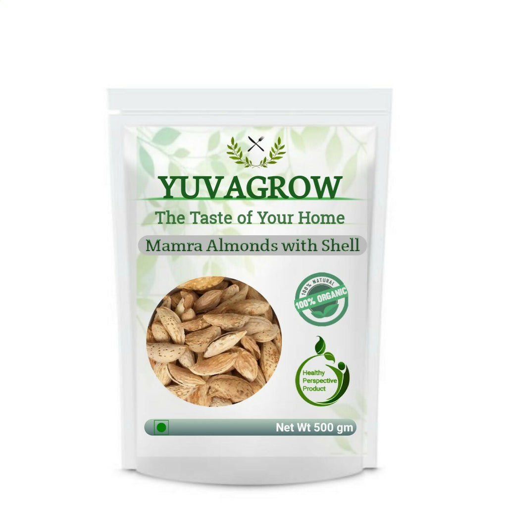 Yuvagrow Mamra Almonds With Shells | Grocsy