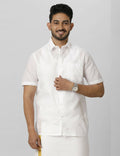 Ramraj Cotton Mens Half Sleeve Formal Poly Cotton White Shirt | Grocsy