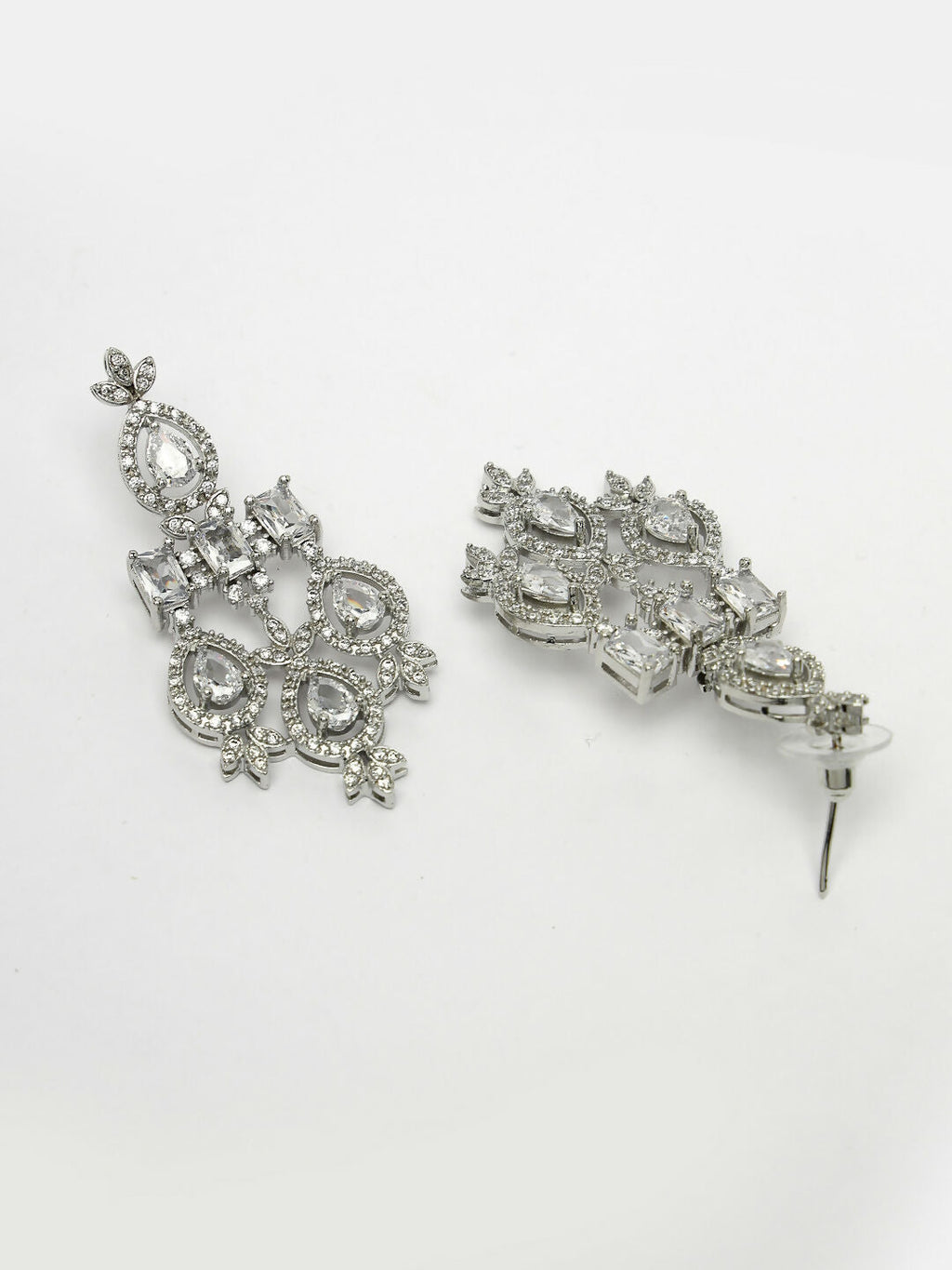 NVR Women's Silver-Plated Cubic Zirconia Studded Handcrafted Jewellery Set | Grocsy