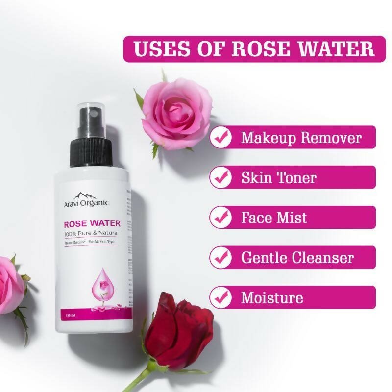 Aravi Organic 100% Steam Distilled Rose Water Face Toner Spray | Grocsy