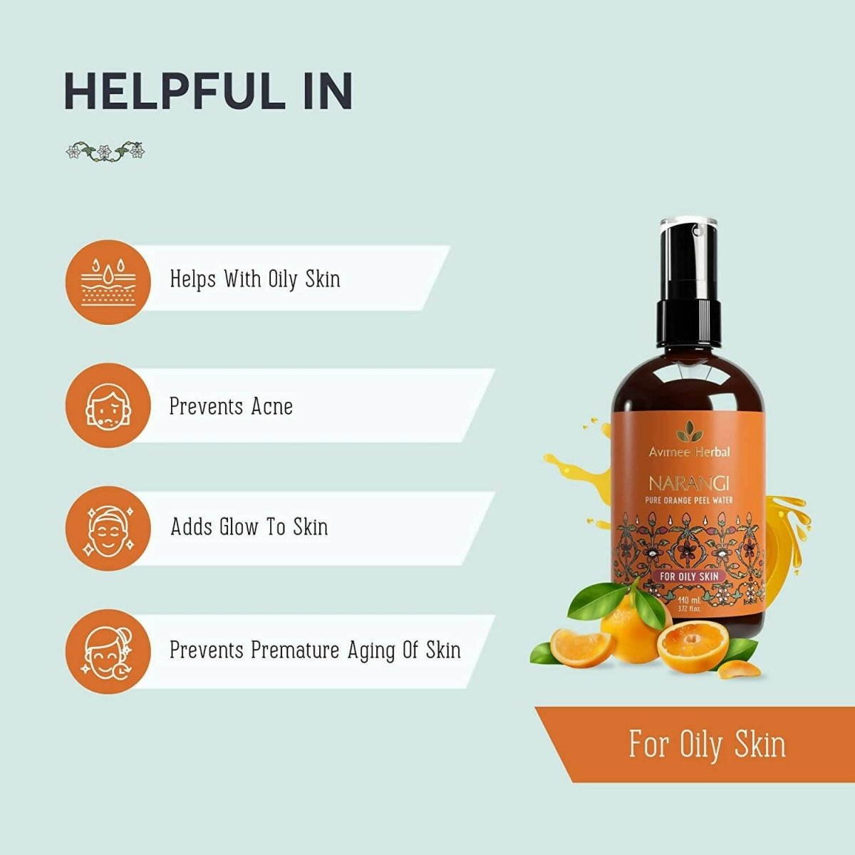 Avimee Herbal Narangi Pure Orange Peel Water For Oily Skin | Grocsy