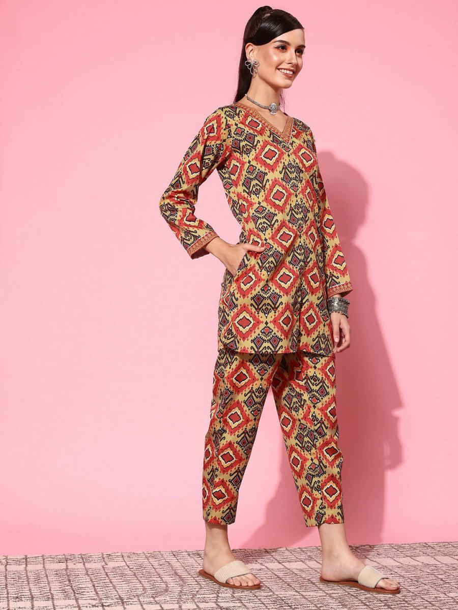 Ahalyaa Women's Traditional Wear Co-ods - Mustard | Grocsy