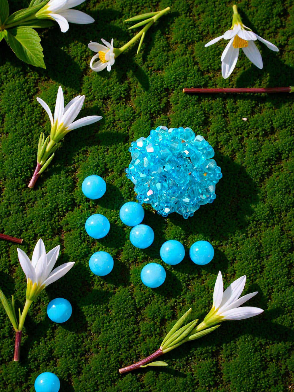 Inhanns Rang-E-Roshan Adjustable Ring – Handmade Crystal Statement Ring - Sky Blue Small | Grocsy