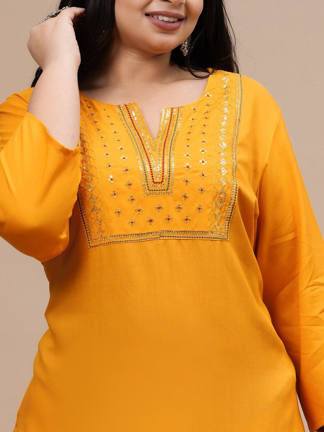 Sztori Women Flared Sleeves Thread Work Kurta | Grocsy