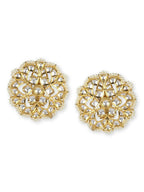 Oversized Round Kundan Studs- Ruby Raang | Grocsy