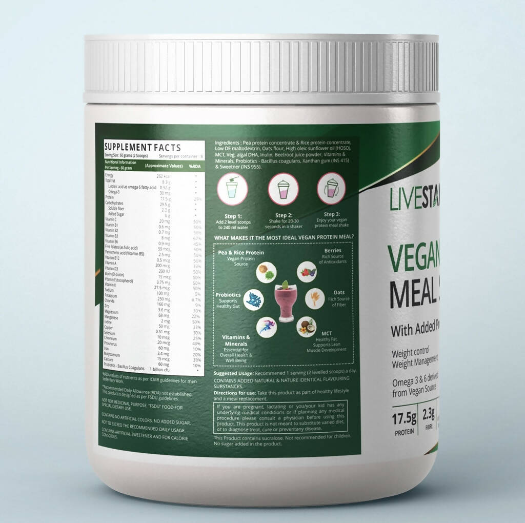 Livestamin Vegan Protein Meal Shake - Mixed Berry Flavour | Grocsy