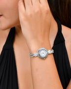 VOJ Silver Plated Crystal Studded Watch Bracelet | Grocsy