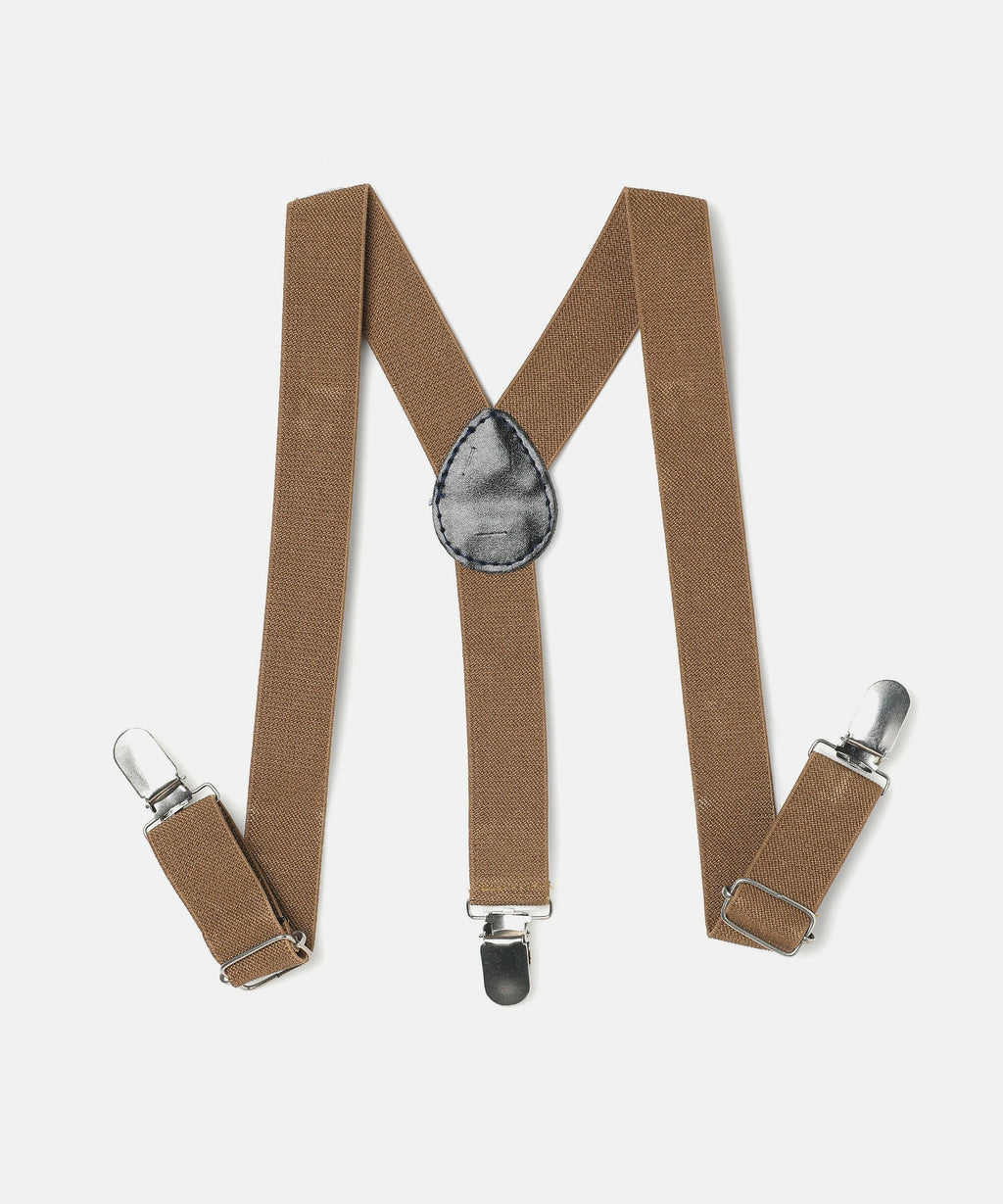 Manet Boys Solid Suspenders - Beige | Grocsy