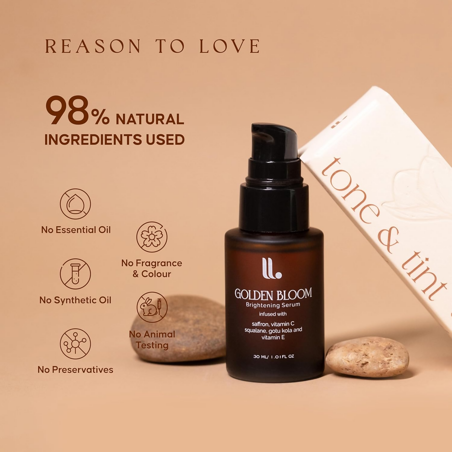 Tone & Tint Golden Bloom Brightening Serum With Kumkumadi & Saffron | Grocsy