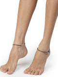 NVR Women Set of 2 Brass-Plated Stone-Studded & Evil Eye Beaded Anklet | Grocsy