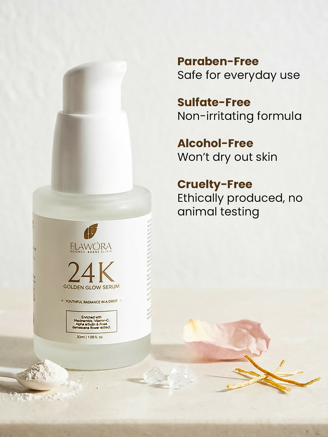 Flawora 24k Golden Glow Face Serum | Grocsy