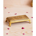 eCraftIndia Beige Lotus Flowers Engraved Pooja Chowki | Grocsy