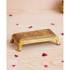 eCraftIndia Beige Lotus Flowers Engraved Pooja Chowki | Grocsy
