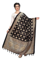Vamika Latest Fashion Black Printed Khadi Bhagalpuri Dupatta | Grocsy
