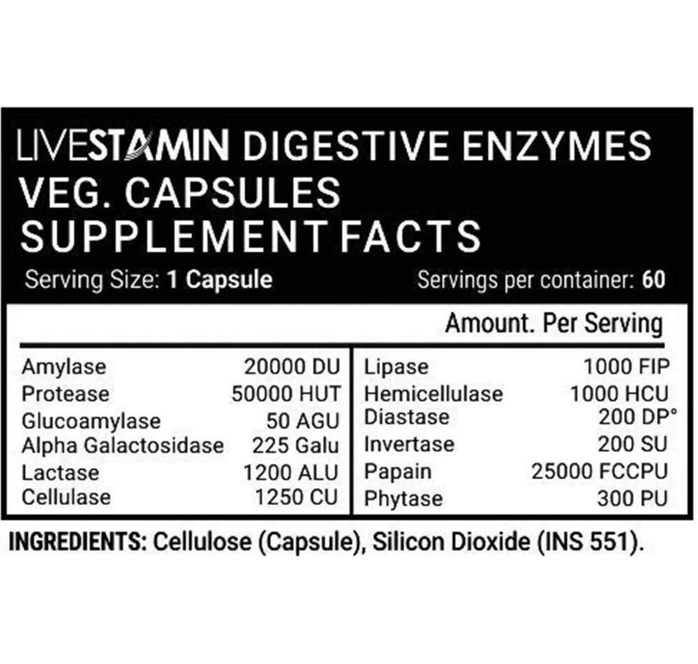 Livestamin Digestive Enzymes Capsules | Grocsy