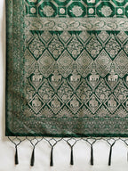 Shree Shyam Fashion Bottle Green Silk Blend Saree | Grocsy