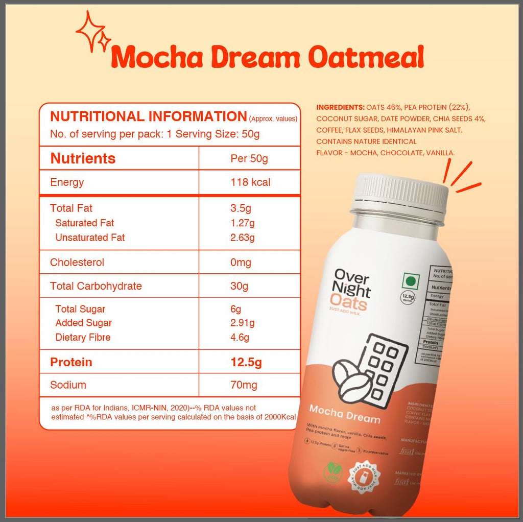 OverNightOats Vegan Mocha Dream Oatmeal | Grocsy