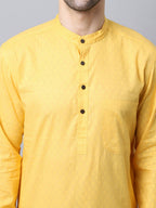 Even Apparels Yellow Pure Cotton Men's Kurta With Band Collar (SLD1183) | Grocsy