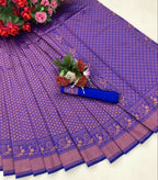 DEIANA'S Beautiful Designer Golden zari Soft Lichi Silk Saree - Purple | Grocsy