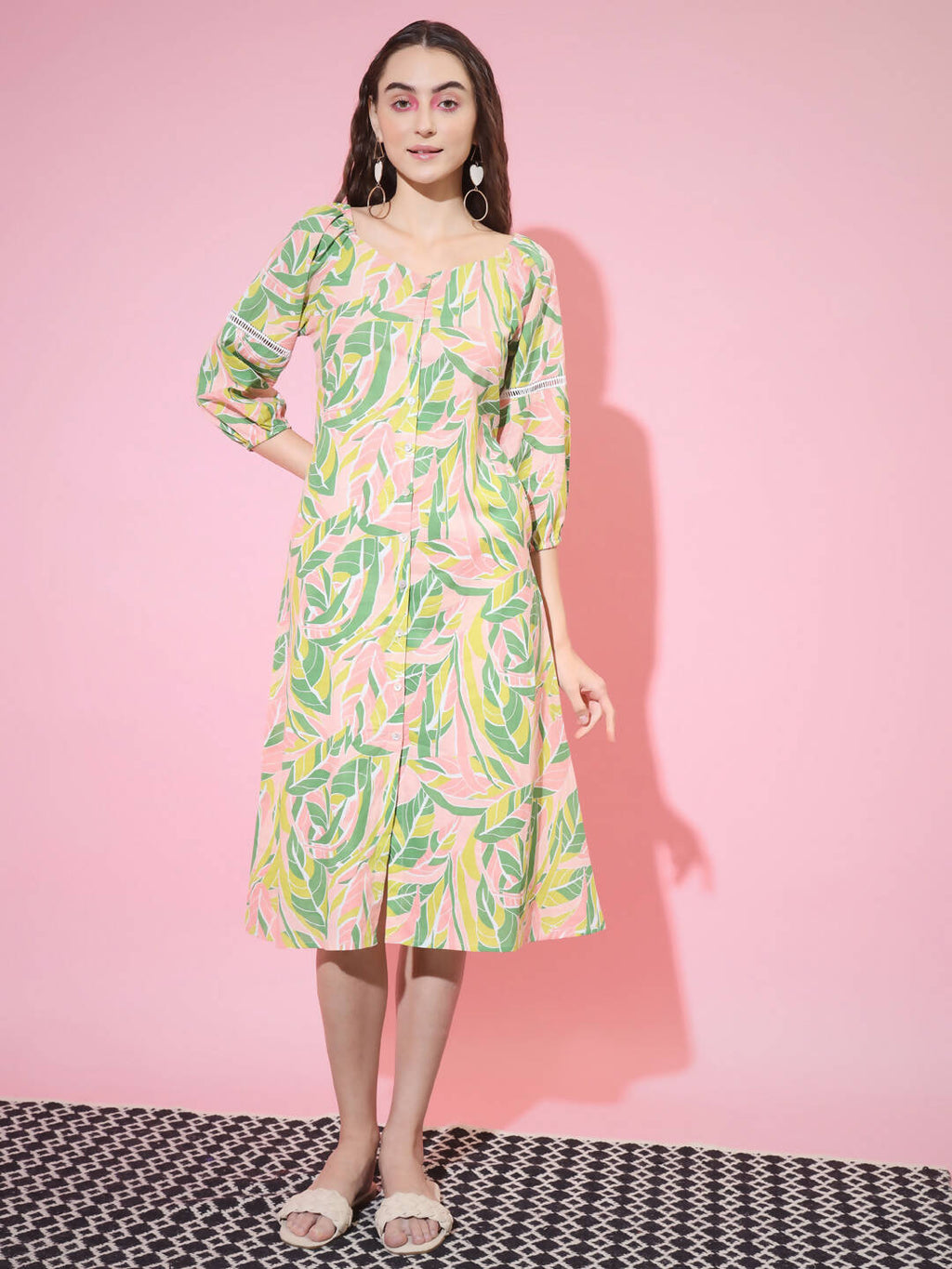 Myshka Women's Multi Abstract Printed A-Line Dress | Grocsy