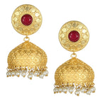 Joban Fashion Women Matte Gold Brass Jhumka | Grocsy
