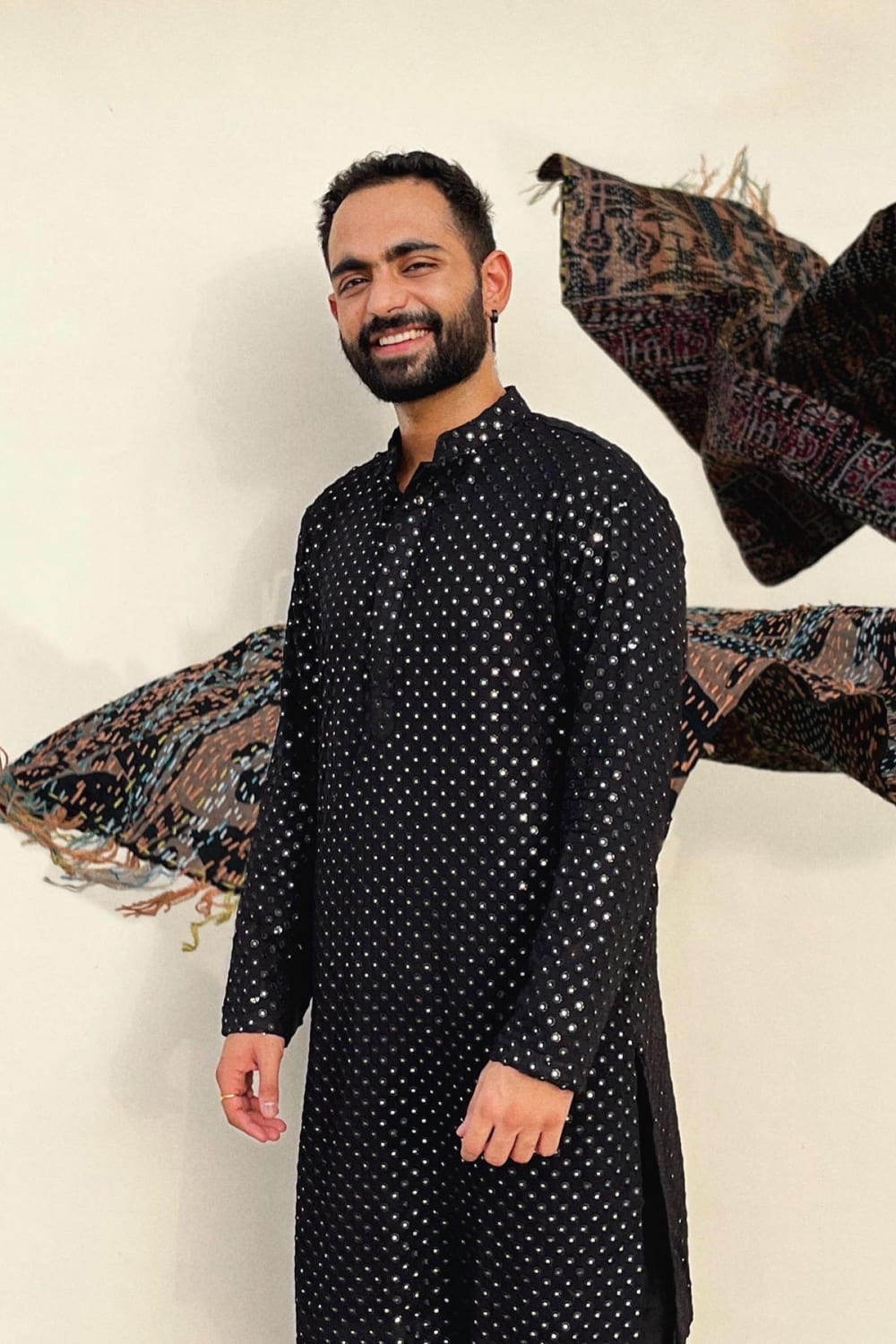 Black Mirror Designer Kurta by Hilo Design | Grocsy