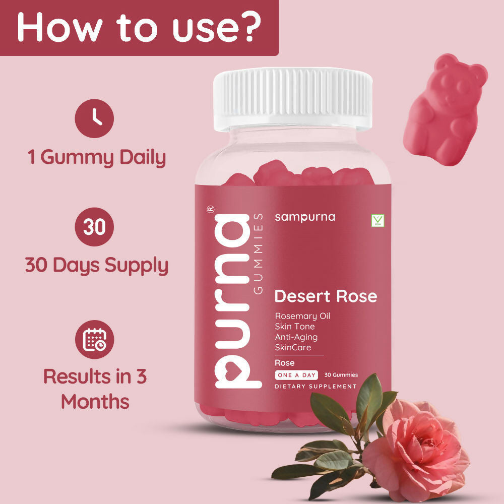Purna Rosemary Oil Gummies - Rose | Grocsy