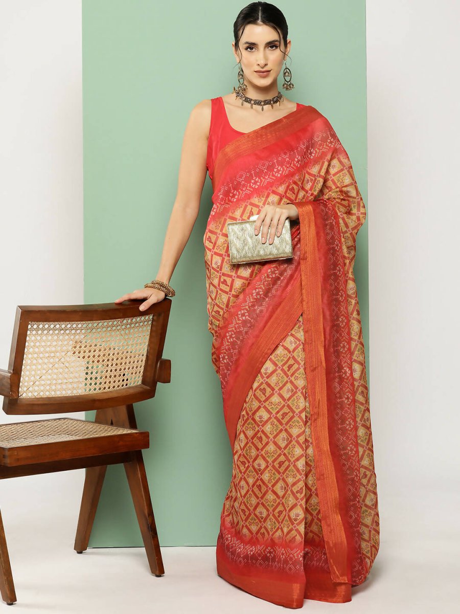 Ahalyaa Women's Traditional wear Saree - Mustard | Grocsy