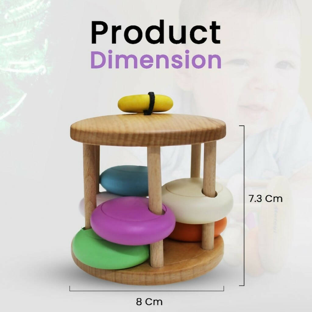 Matoyi Colorful Wooden Bell Rattle For Babies | Grocsy