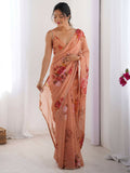Traditional Partywear Peach Georgette Fancy Saree-Pavitra | Grocsy