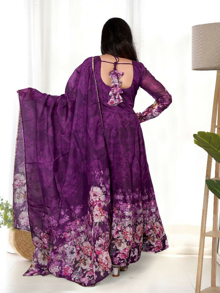 Joban Fashion Wine Kurta Set Organza Sequin Embroidery Work | Grocsy