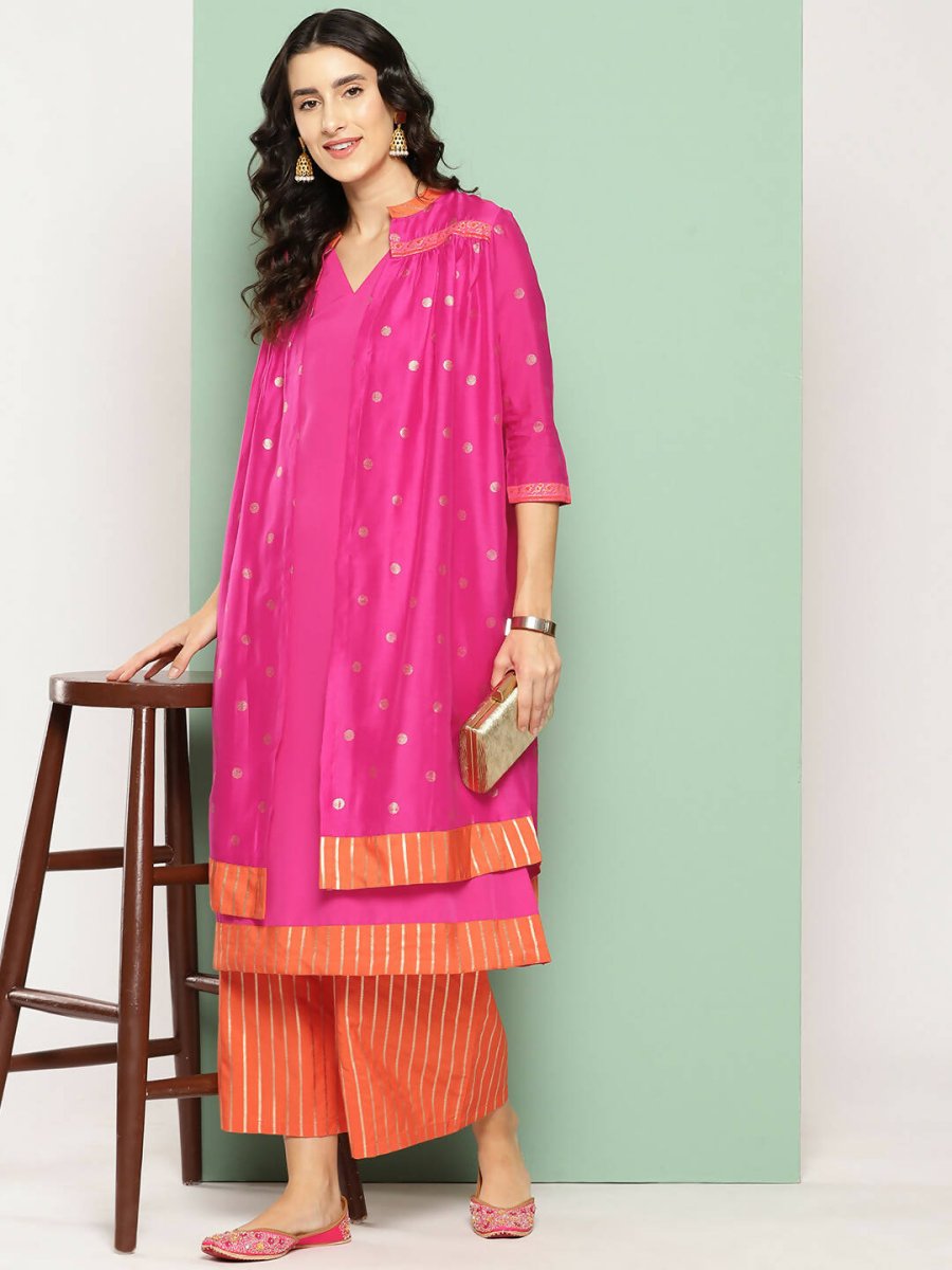Ahalyaa Women's Traditional wear Kurta Set - Pink | Grocsy