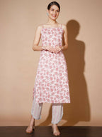Myshka Women Pink Printed Kurta & Trousers | Grocsy