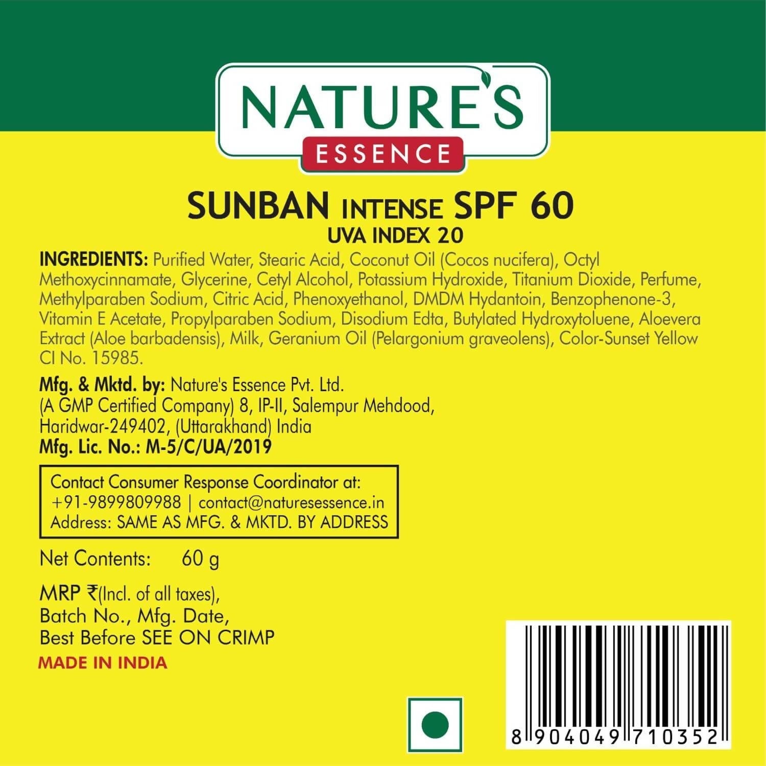 Nature Essence SunBan SPF 60 Cream | Grocsy